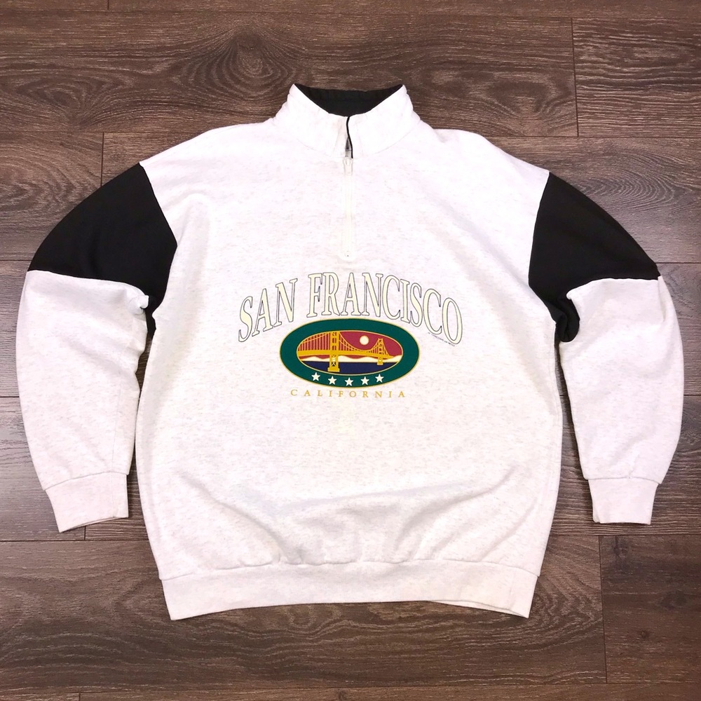 San Francisco California Golden Gate Bridge Vintage 1/4 Zip Pullover Fleeces XL